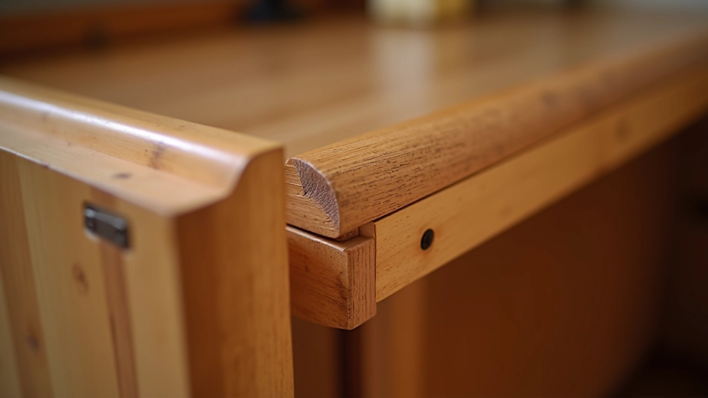 Giunti e incastri di una struttura in legno, dettaglio costruttivo di mobile anni '50 con assemblaggio tradizionale